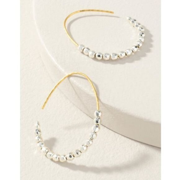 Stella & Dot Modern Rhett Pull Through Hoops Mixed Metal NWT - Picture 3 of 4